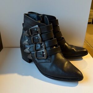 Steve Madden Black Multi-Buckle Ankle Boots